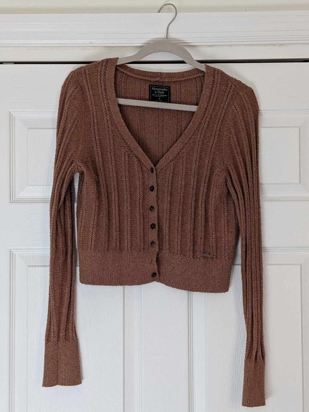 Abercrombie & Fitch - Cropped Knit Brown Cardigan - Size S